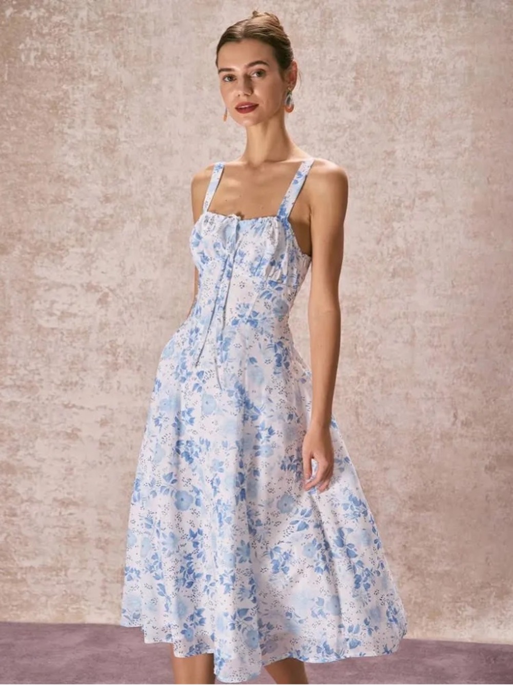 Rihoas Floral Ruched Midi Dress